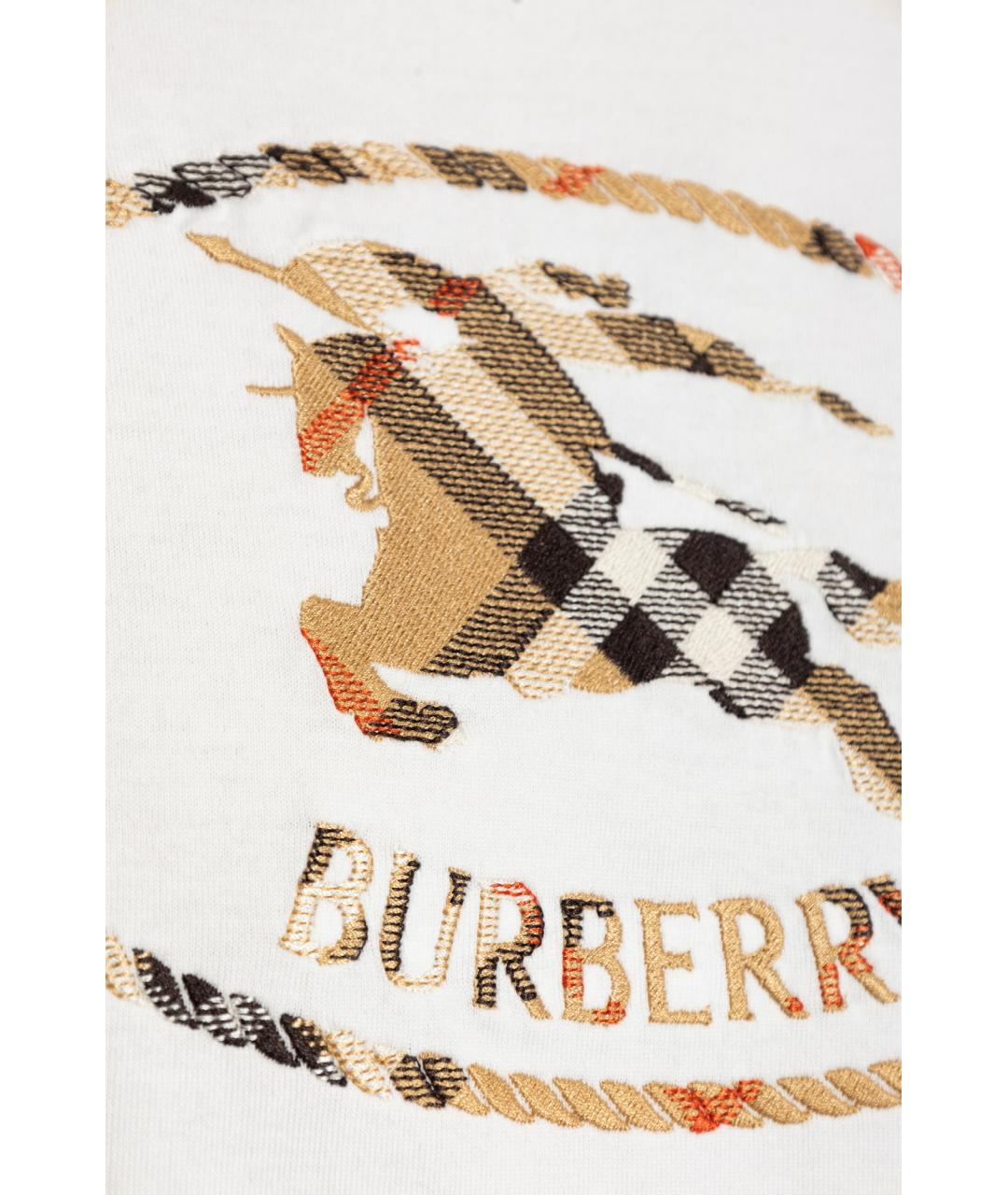 BURBERRY Белая хлопковая футболка, фото 2