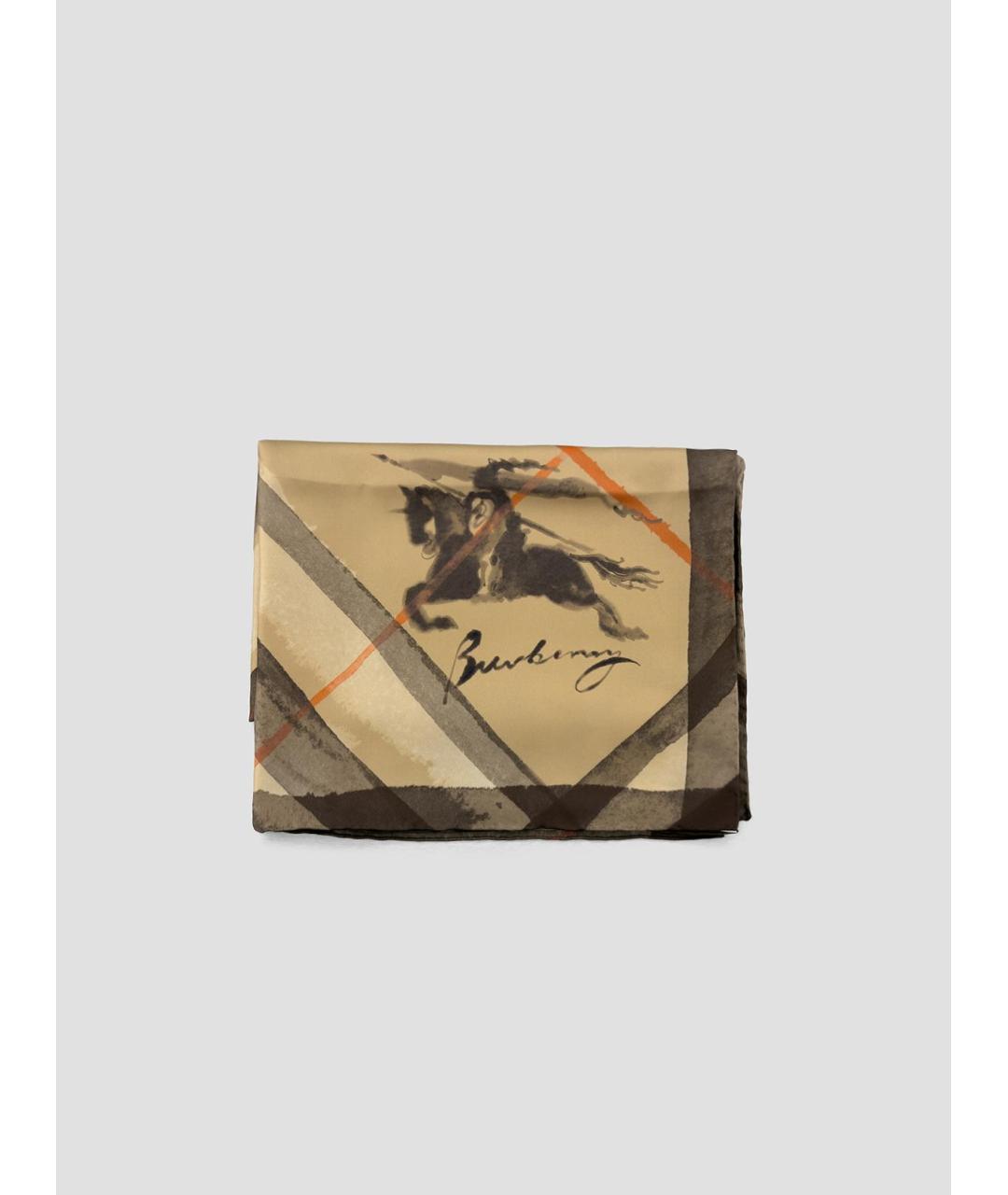 BURBERRY Бежевый шелковый шарф, фото 4