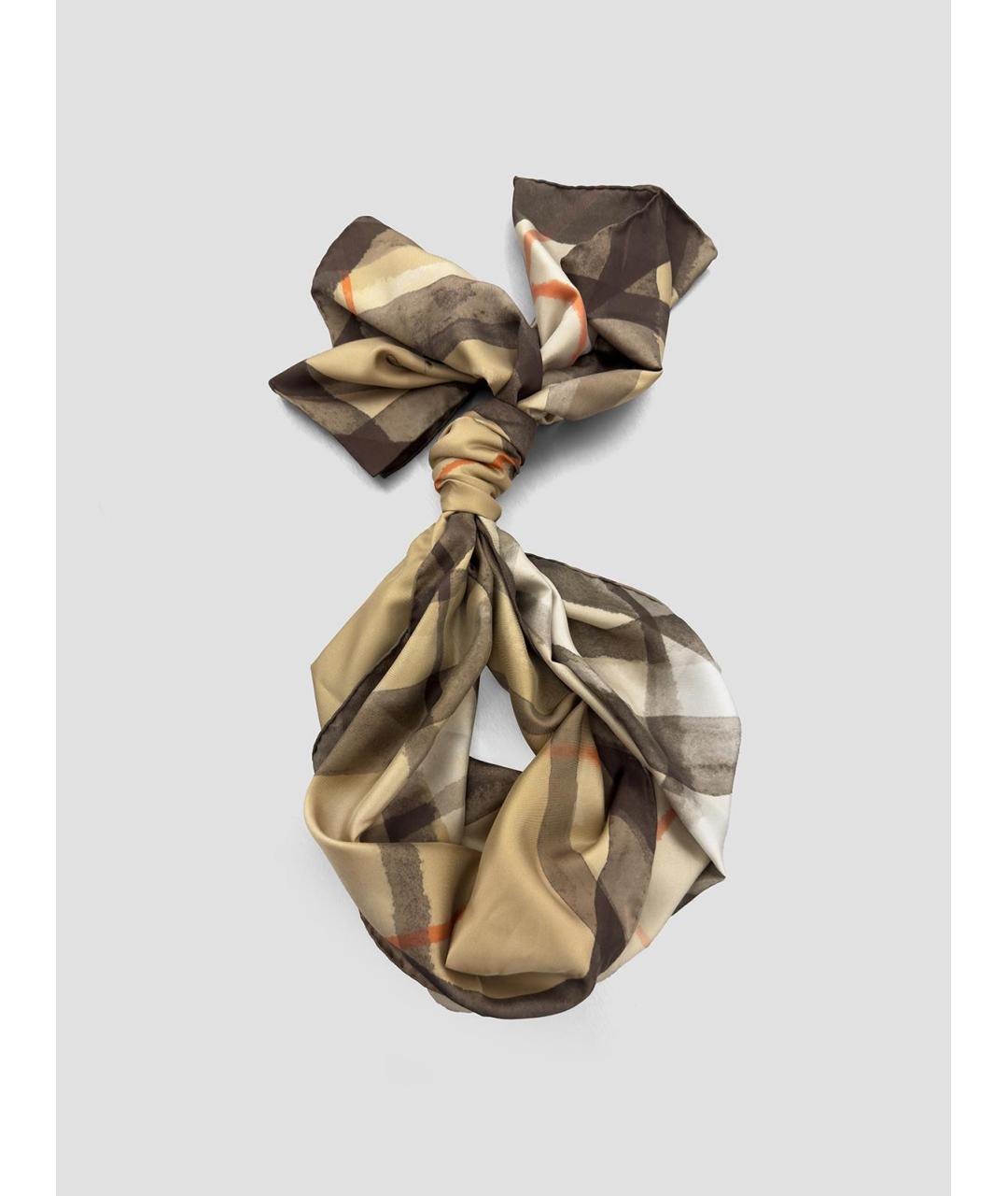 BURBERRY Бежевый шелковый шарф, фото 2