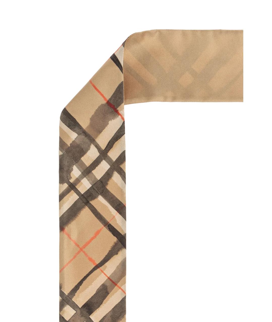 BURBERRY Бежевый шелковый шарф, фото 3