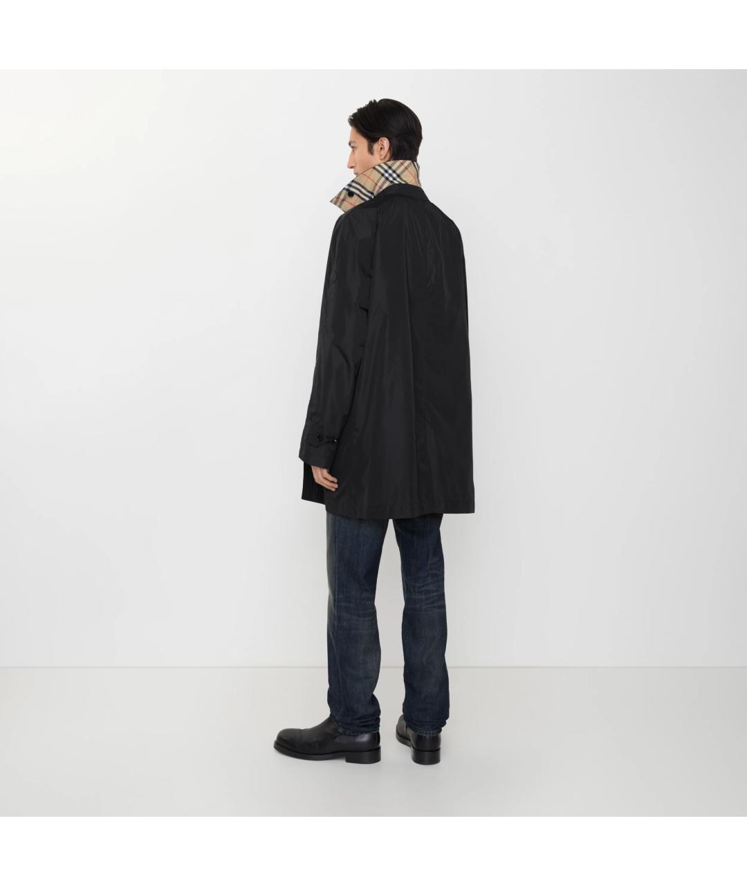 BURBERRY Черный полиамидовый тренч / плащ, фото 4
