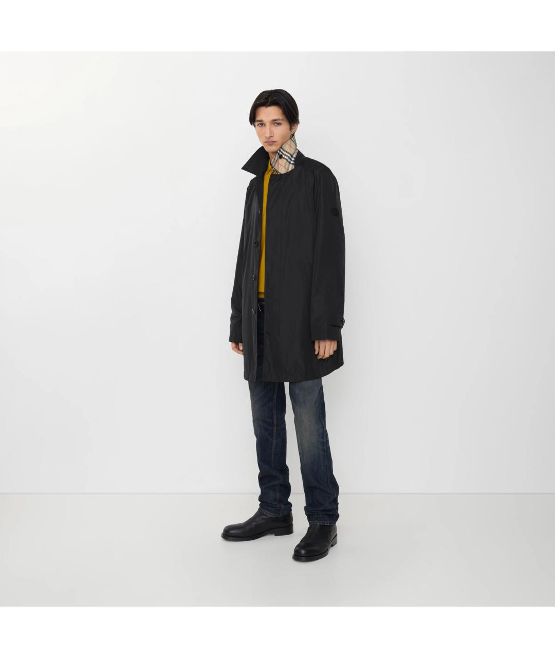 BURBERRY Черный полиамидовый тренч / плащ, фото 3