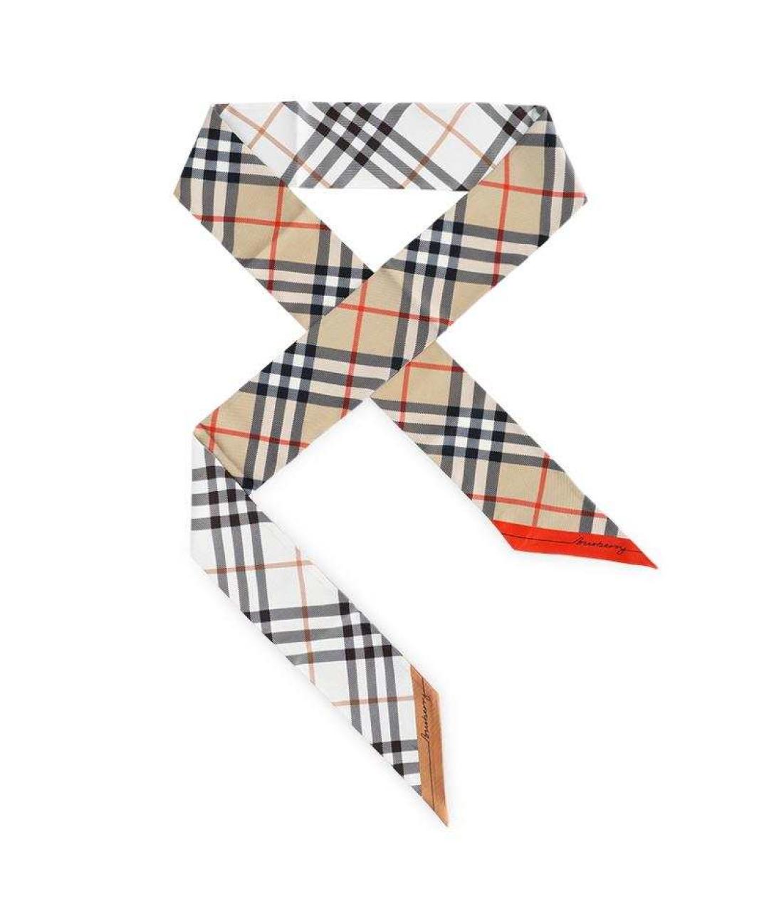 BURBERRY Бежевый шелковый шарф, фото 2