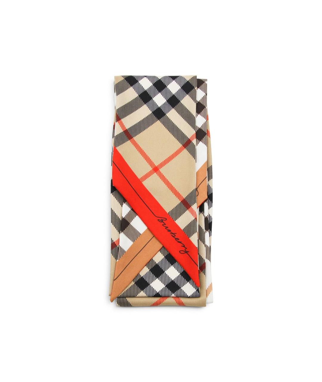 BURBERRY Бежевый шелковый шарф, фото 1