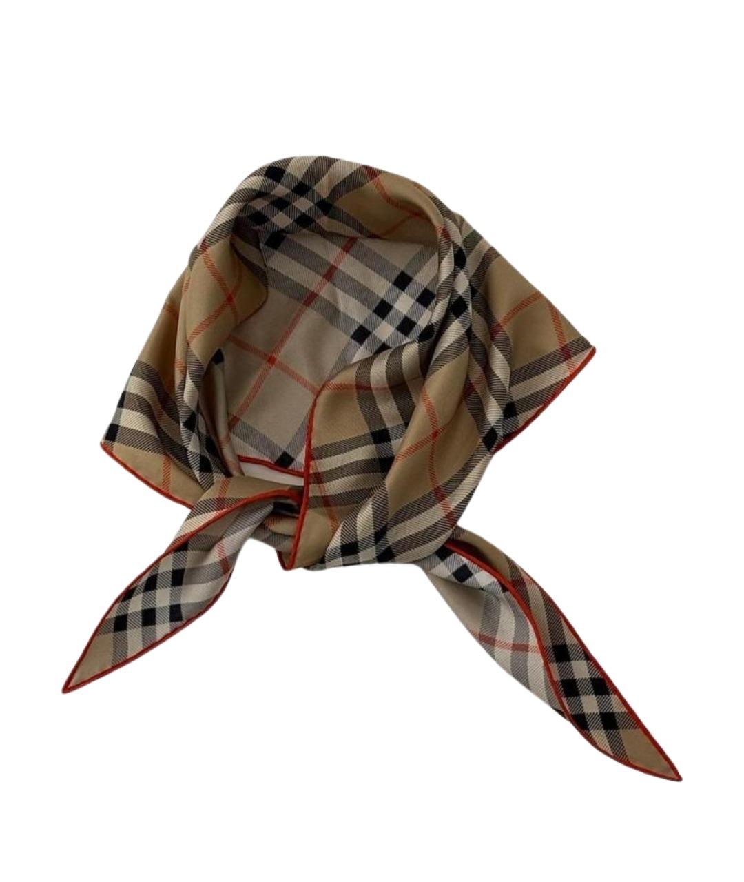 BURBERRY Бежевый шелковый шарф, фото 1