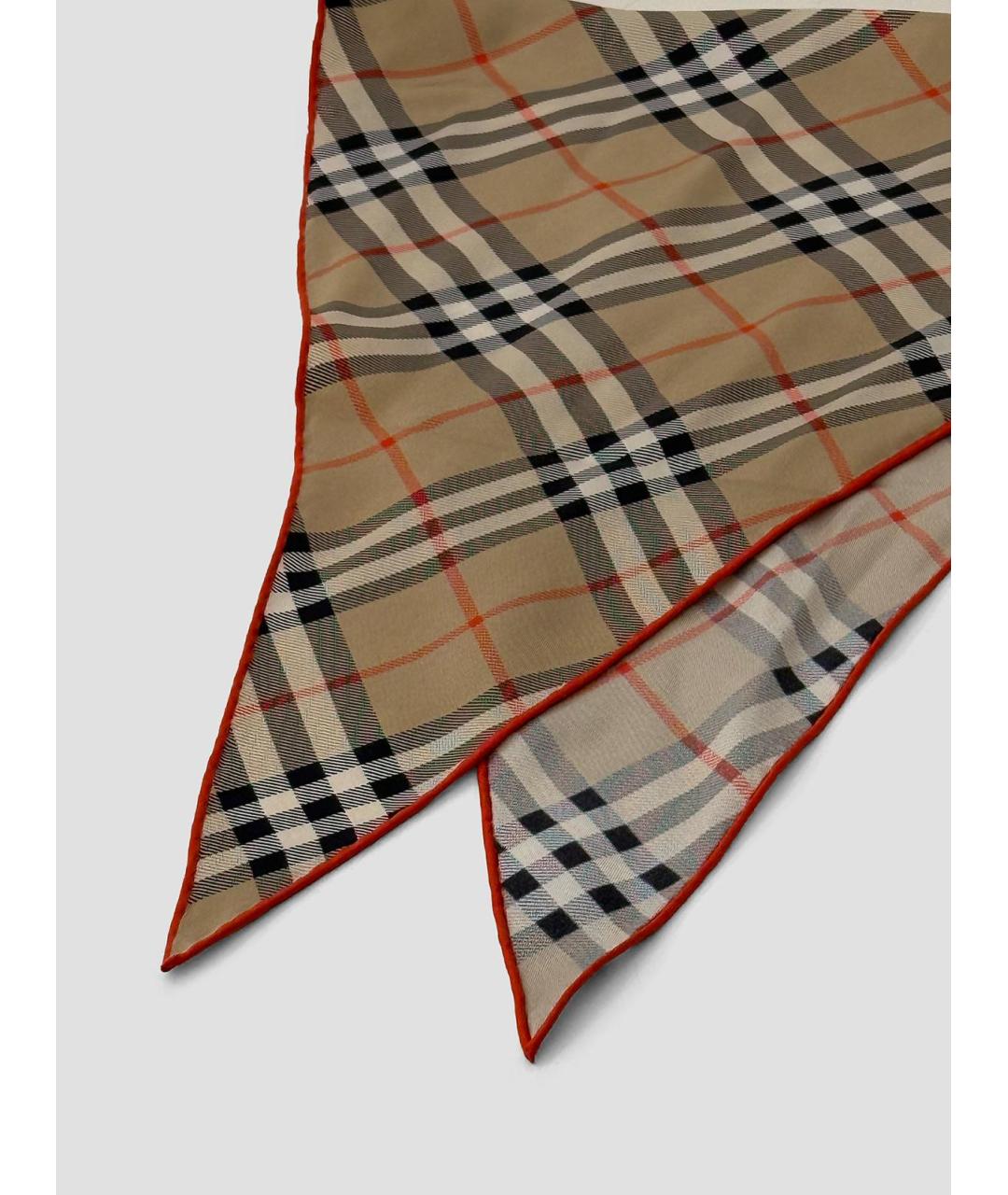 BURBERRY Бежевый шелковый шарф, фото 3