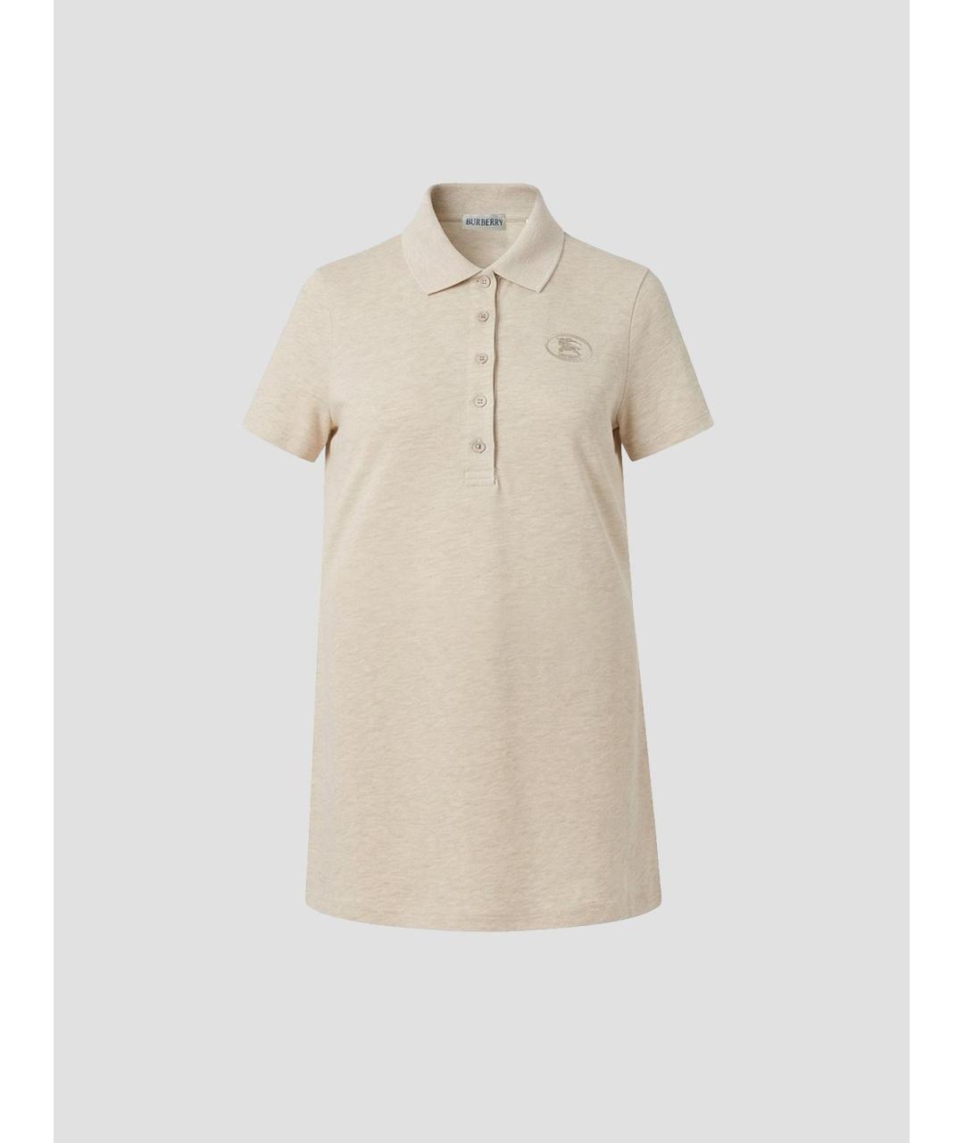 BURBERRY Бежевое хлопковое повседневное платье, фото 4