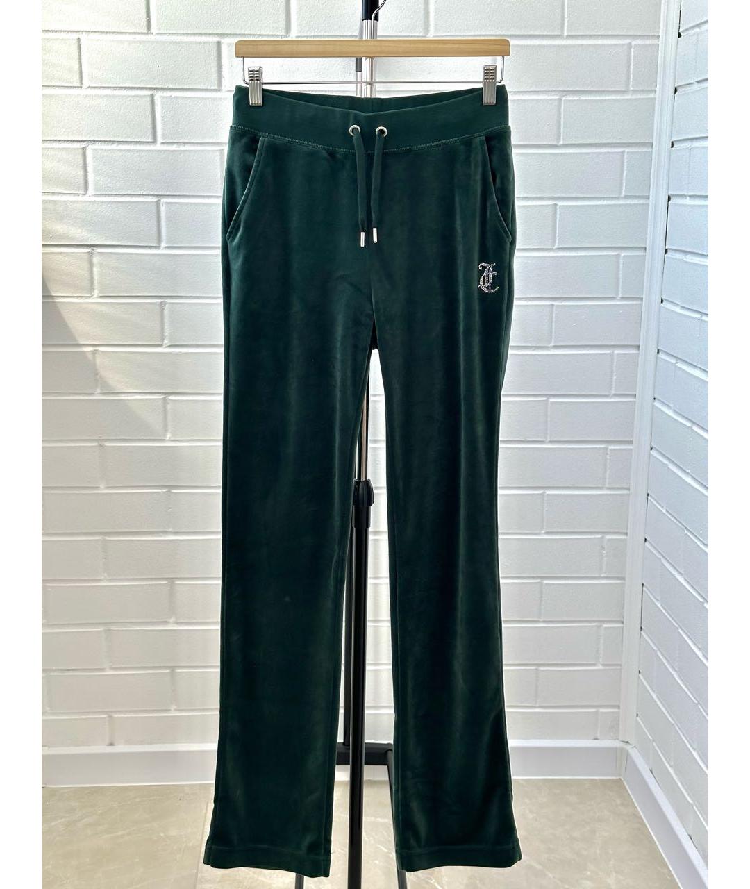 JUICY COUTURE Зеленые велюровые прямые брюки, фото 6