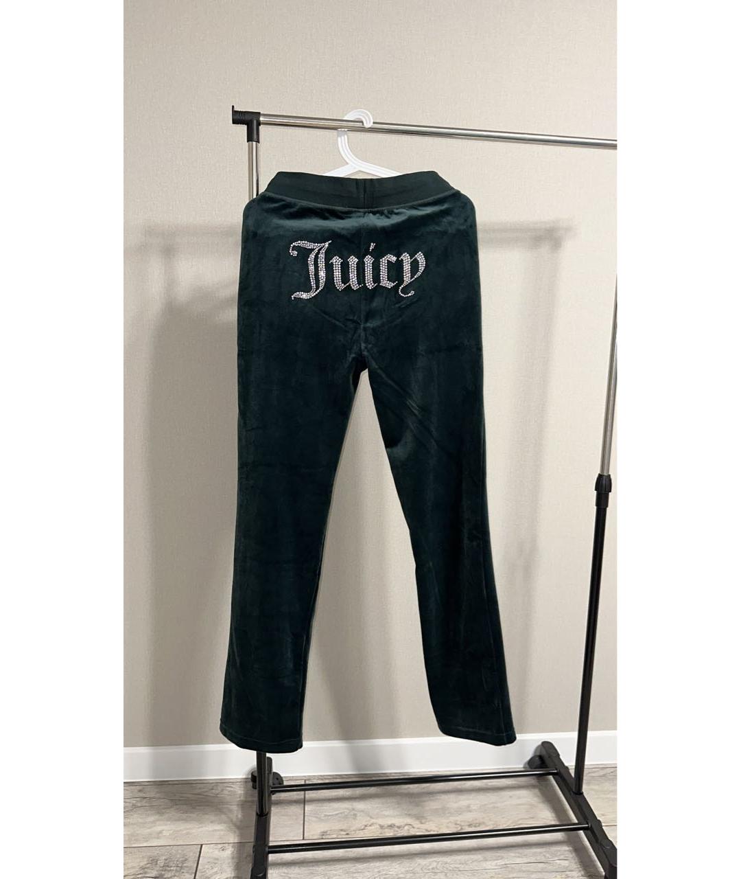 JUICY COUTURE Зеленые велюровые прямые брюки, фото 2