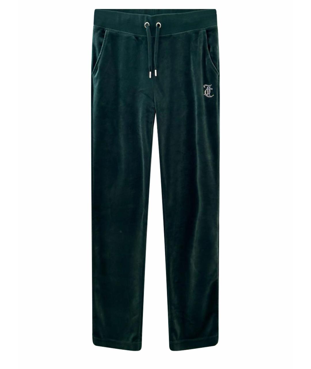 JUICY COUTURE Зеленые велюровые прямые брюки, фото 1
