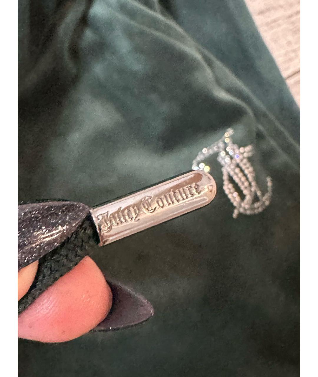 JUICY COUTURE Зеленые велюровые прямые брюки, фото 5