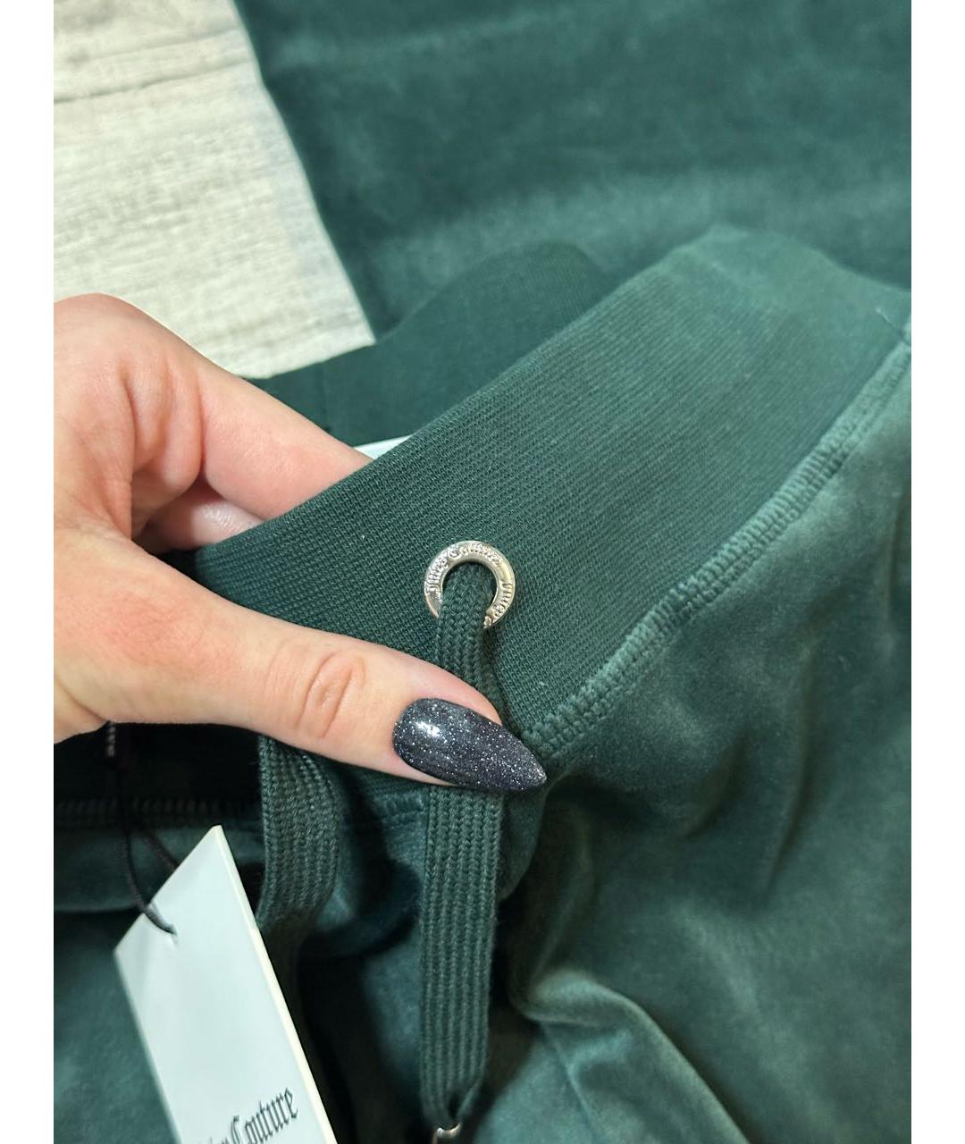 JUICY COUTURE Зеленые велюровые прямые брюки, фото 4