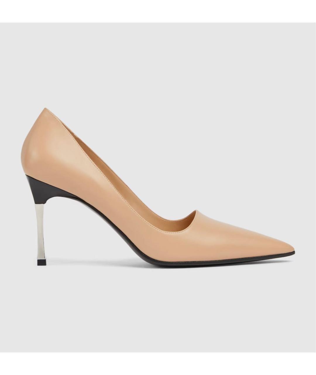 GUCCI Бежевые кожаные туфли, фото 6