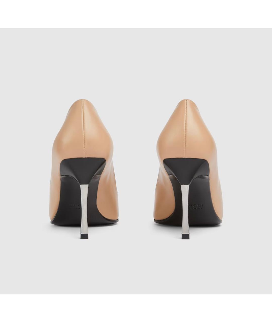 GUCCI Бежевые кожаные туфли, фото 4