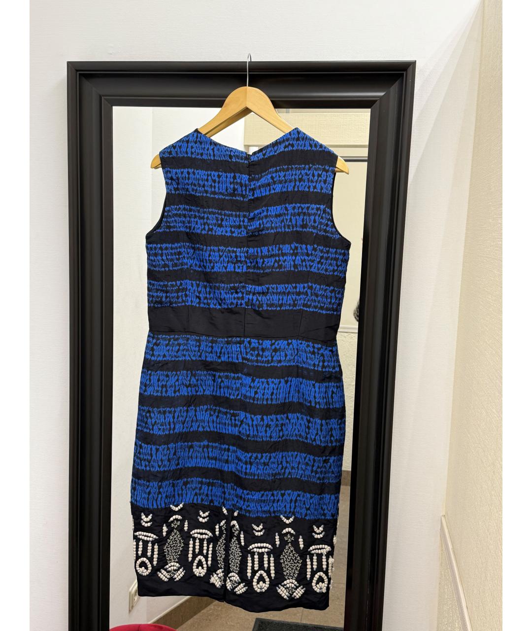 OSCAR DE LA RENTA Синее шелковое платье, фото 2