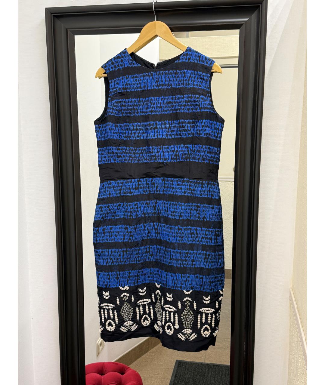 OSCAR DE LA RENTA Синее шелковое платье, фото 6