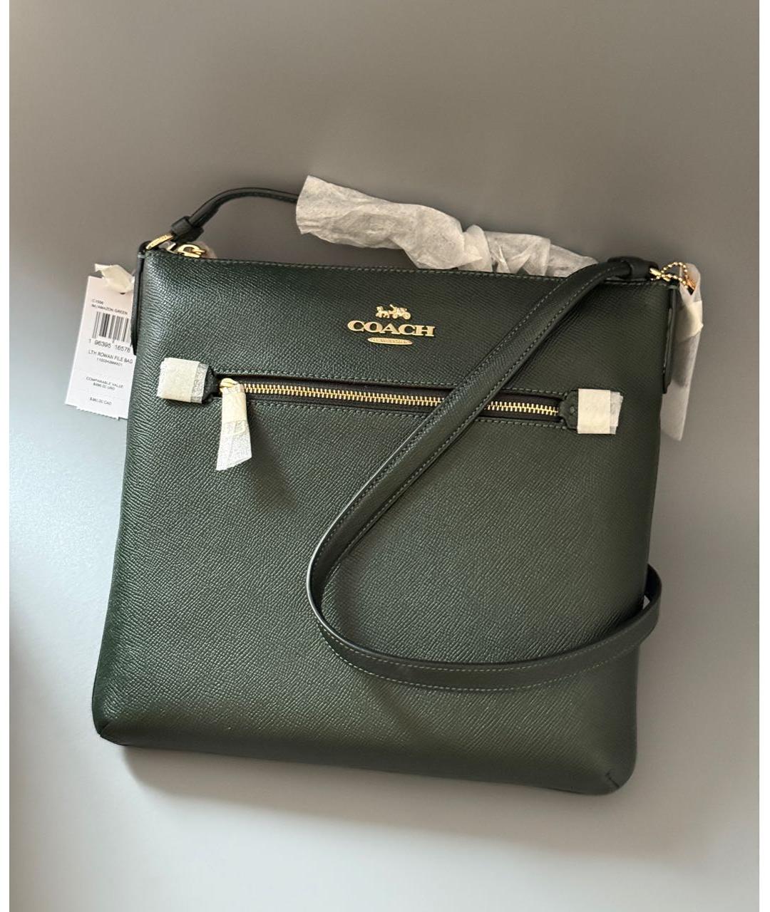 COACH Зеленая кожаная сумка через плечо, фото 3