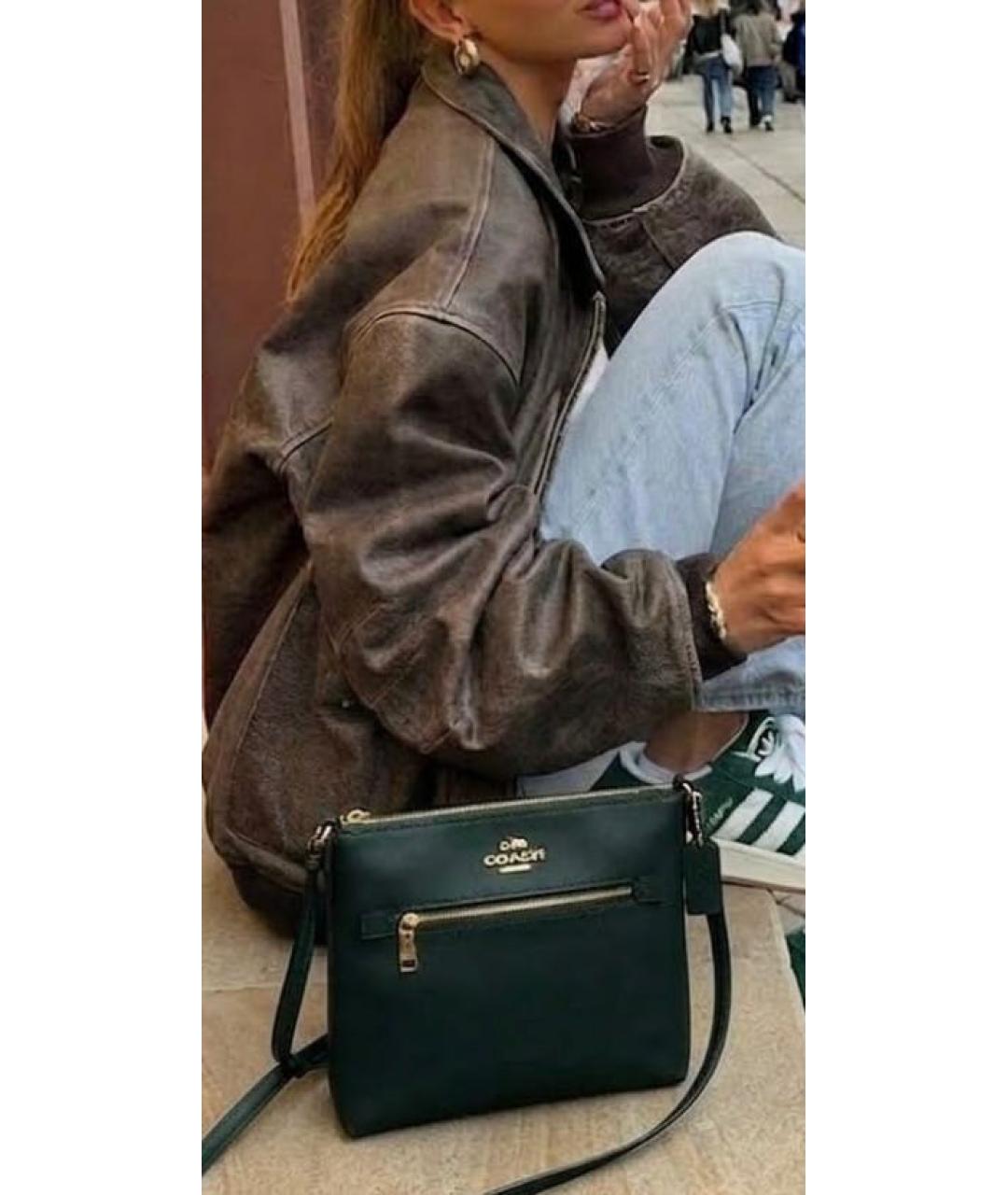 COACH Зеленая кожаная сумка через плечо, фото 7