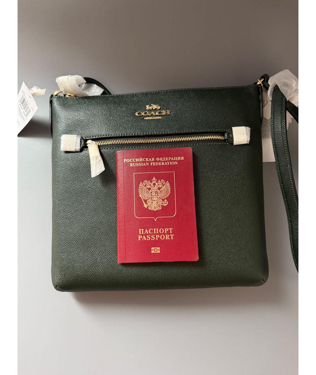 COACH Зеленая кожаная сумка через плечо, фото 6