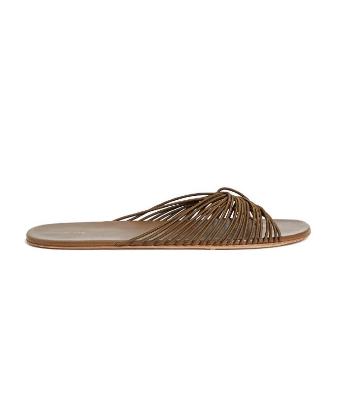 THE ROW Коричневые кожаные шлепанцы, фото 1