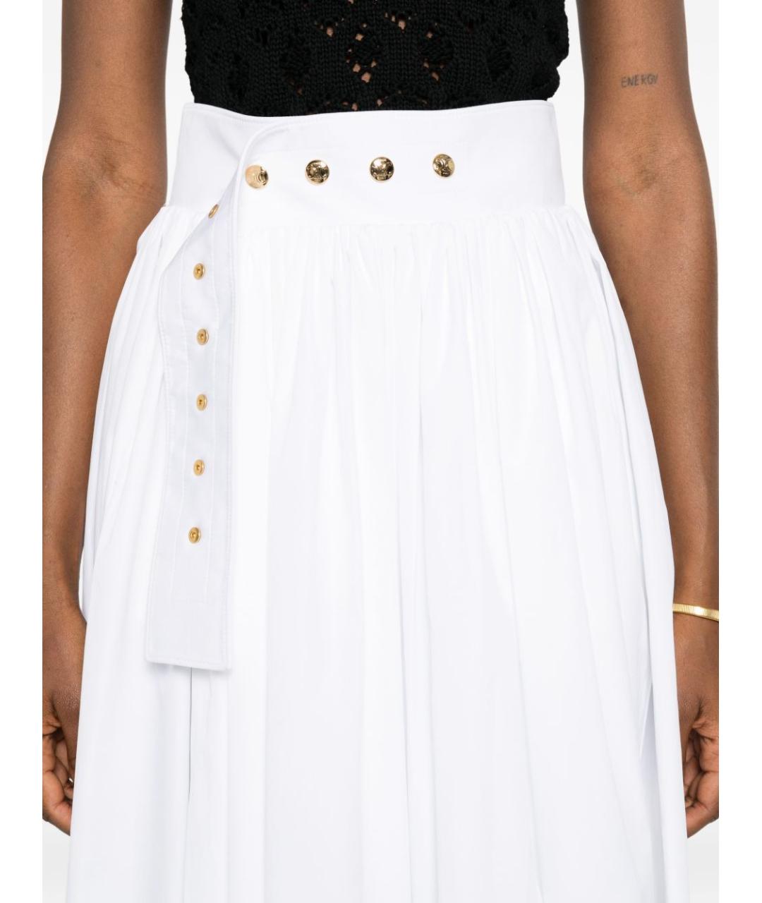 CELINE Белая хлопковая юбка миди, фото 3