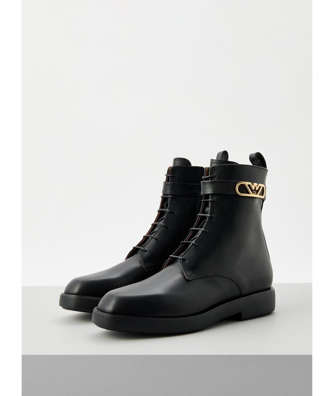 EMPORIO ARMANI Черные кожаные ботинки, фото 2