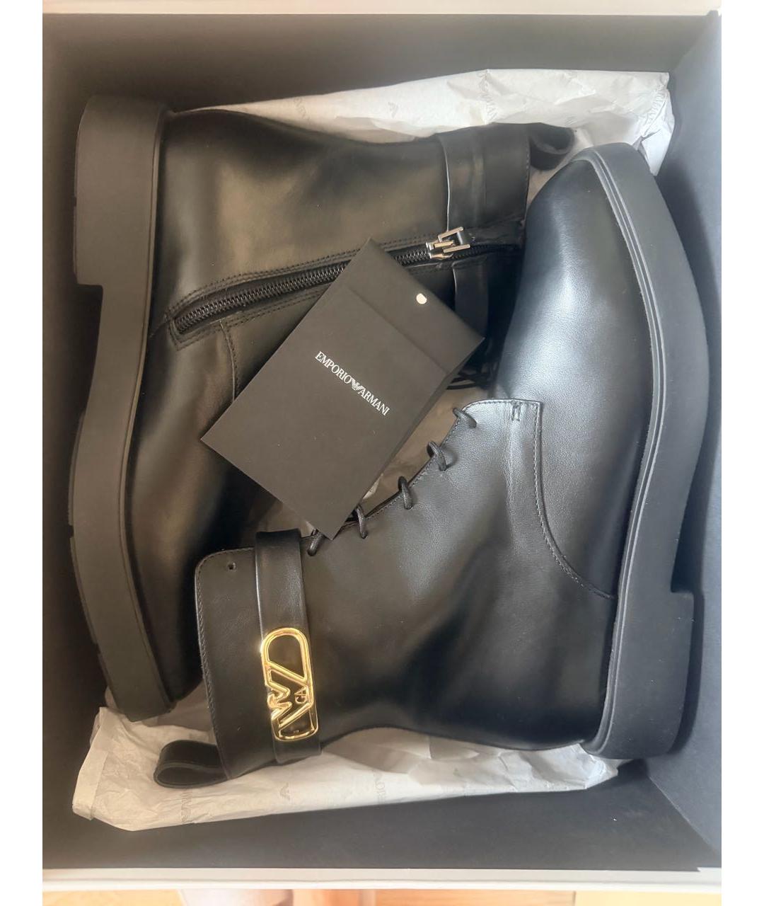 EMPORIO ARMANI Черные кожаные ботинки, фото 6