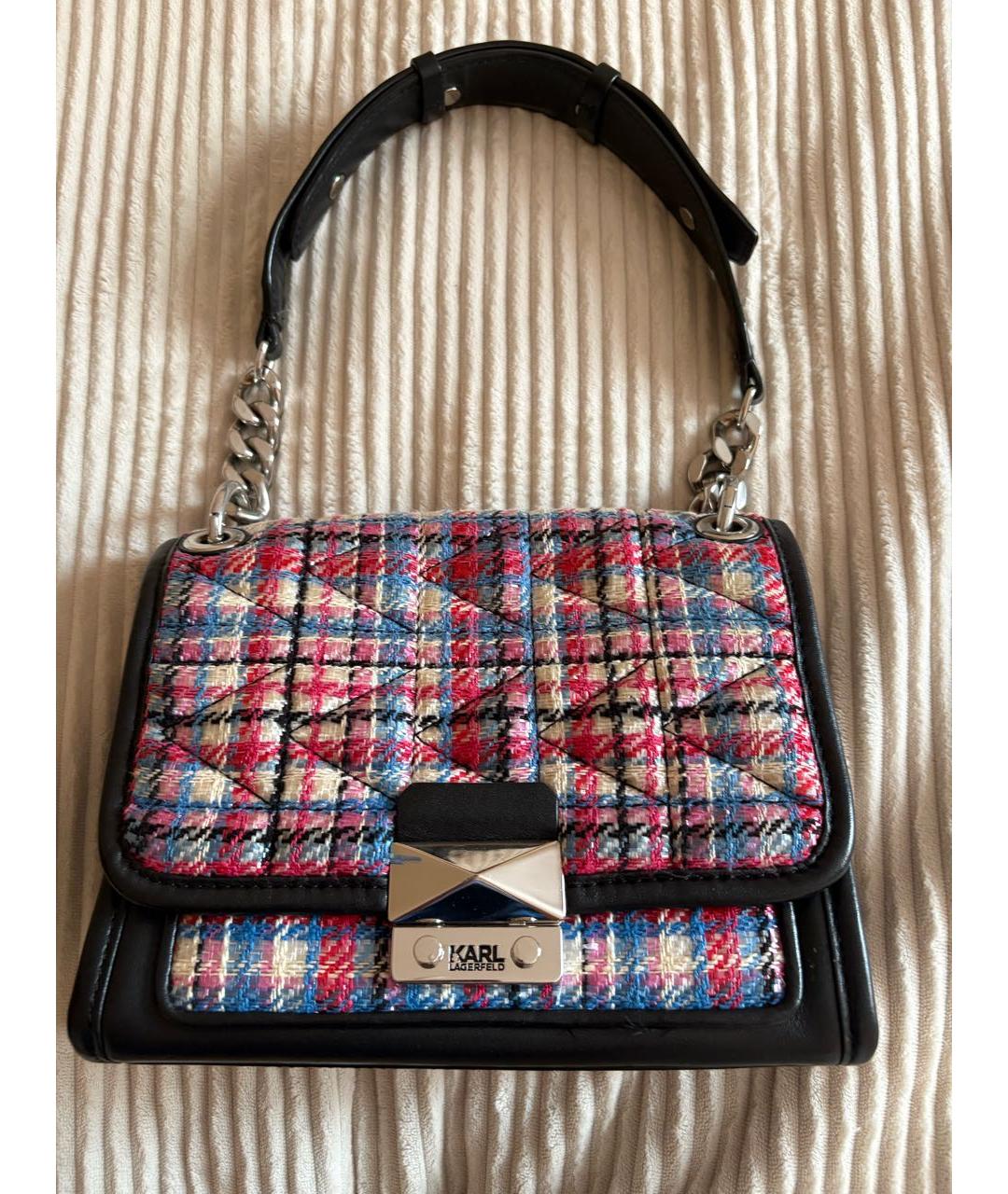 KARL LAGERFELD Черная кожаная сумка с короткими ручками, фото 5