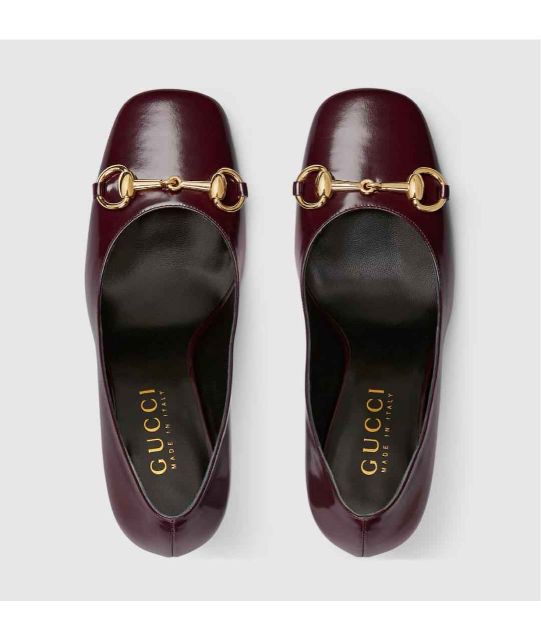 GUCCI Бордовые кожаные туфли, фото 6