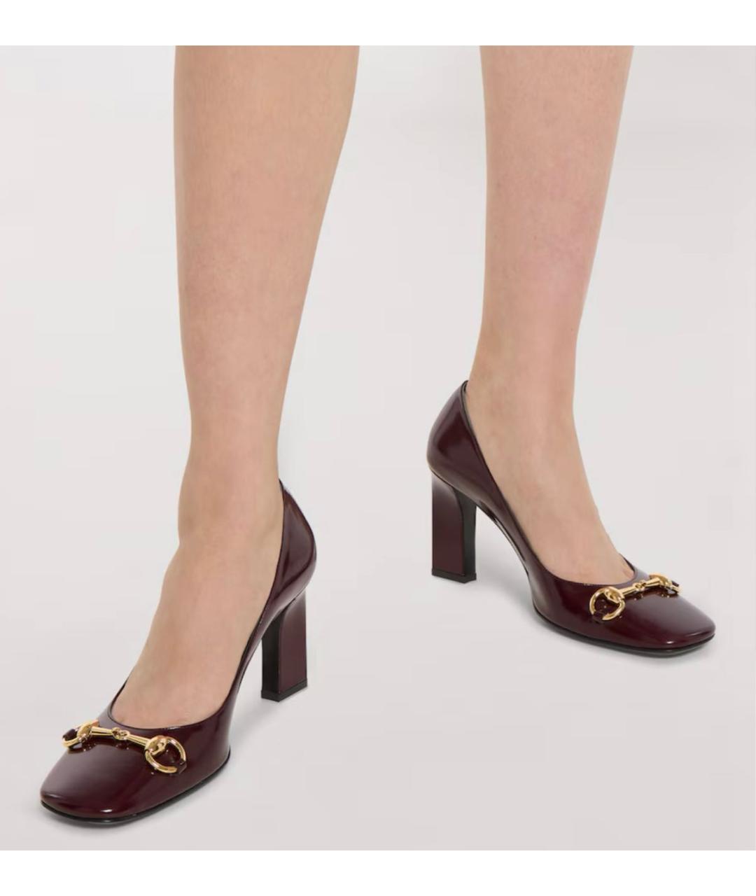 GUCCI Бордовые кожаные туфли, фото 3