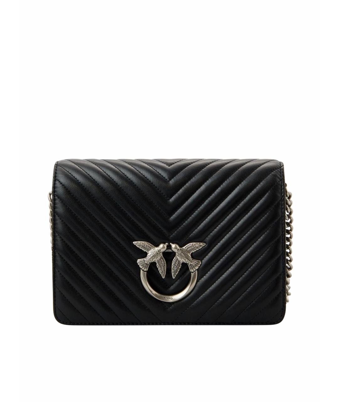 PINKO Черная кожаная сумка через плечо, фото 1