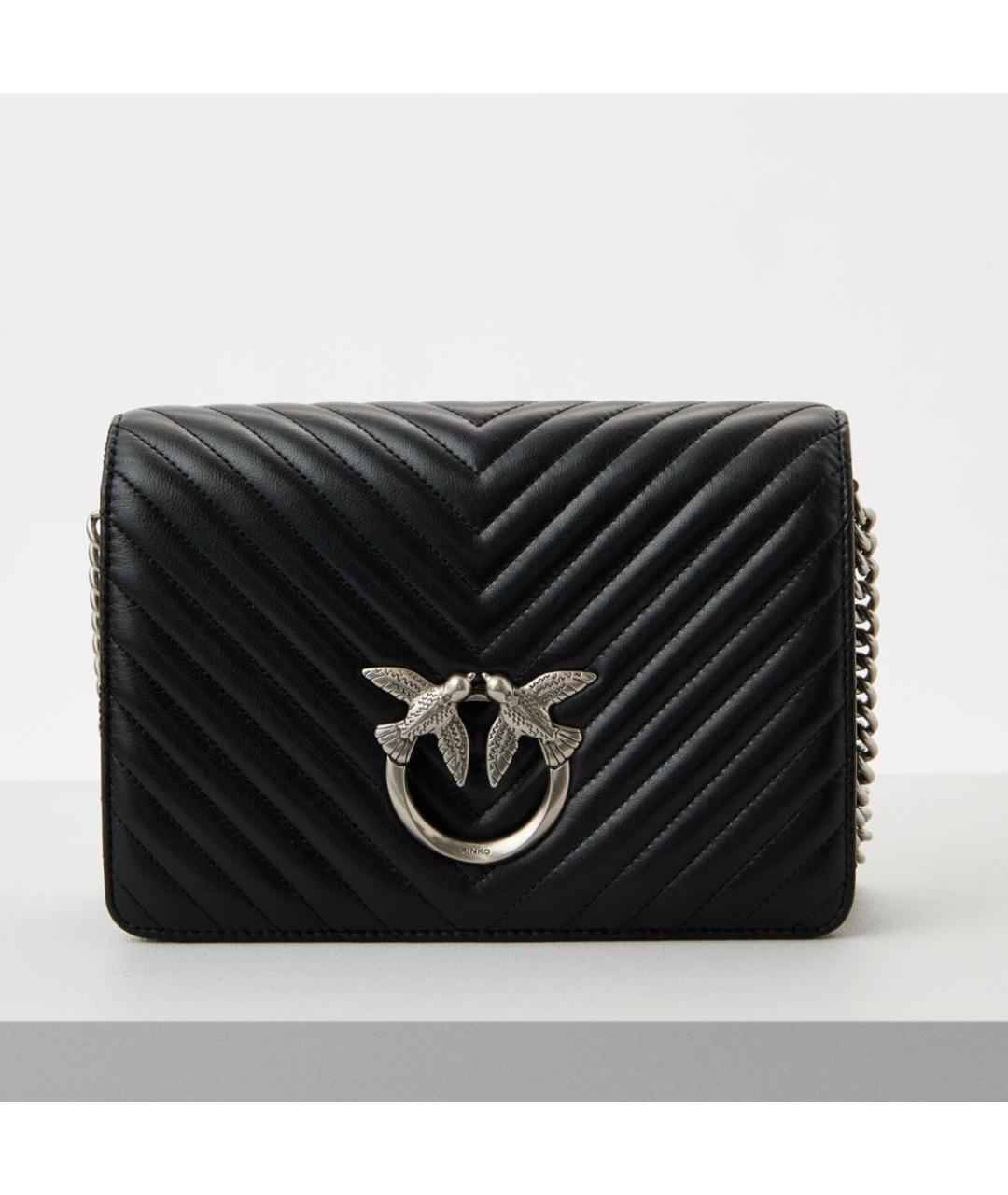 PINKO Черная кожаная сумка через плечо, фото 7