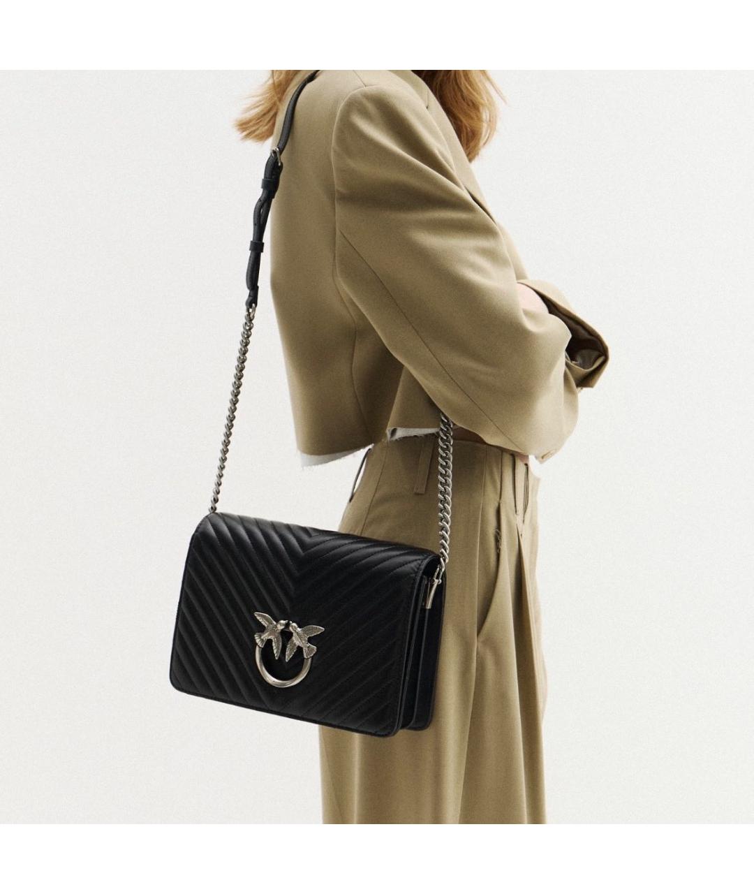 PINKO Черная кожаная сумка через плечо, фото 5