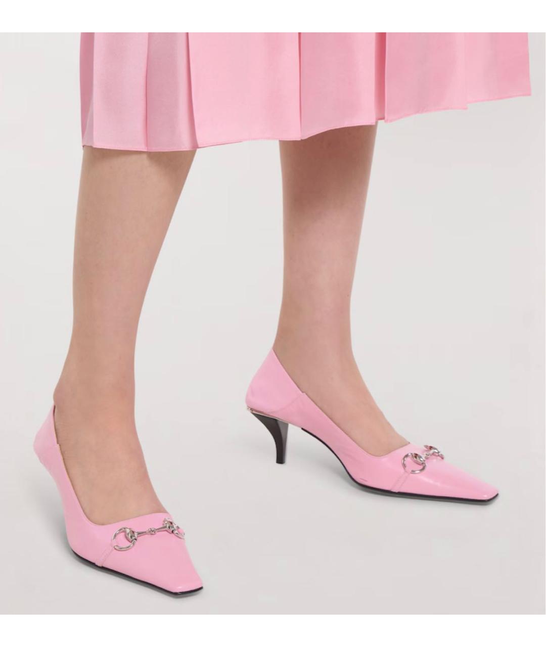 GUCCI Розовые кожаные туфли, фото 3