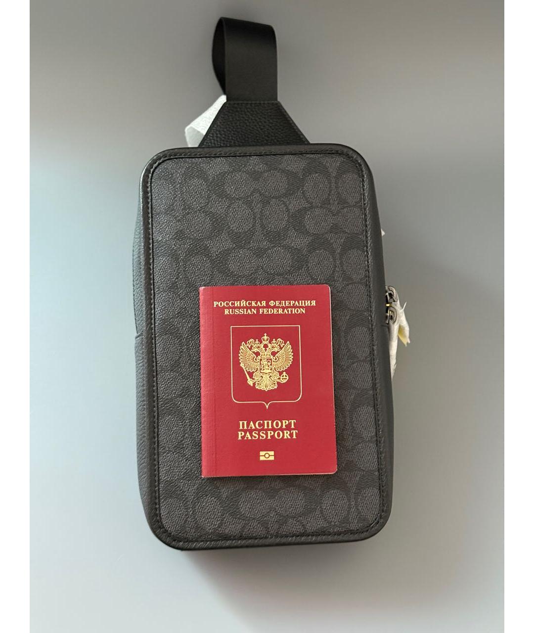 COACH Черная кожаная сумка на плечо, фото 4