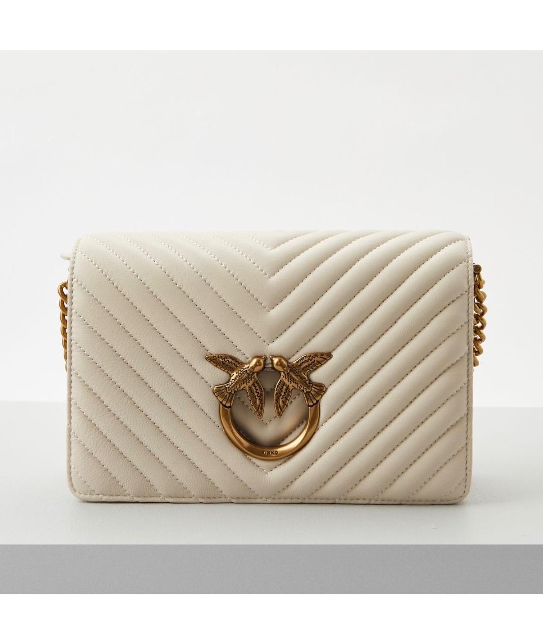 PINKO Белая кожаная сумка через плечо, фото 8