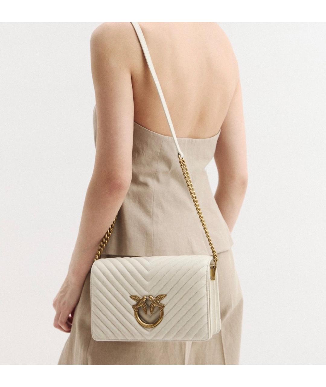 PINKO Белая кожаная сумка через плечо, фото 6