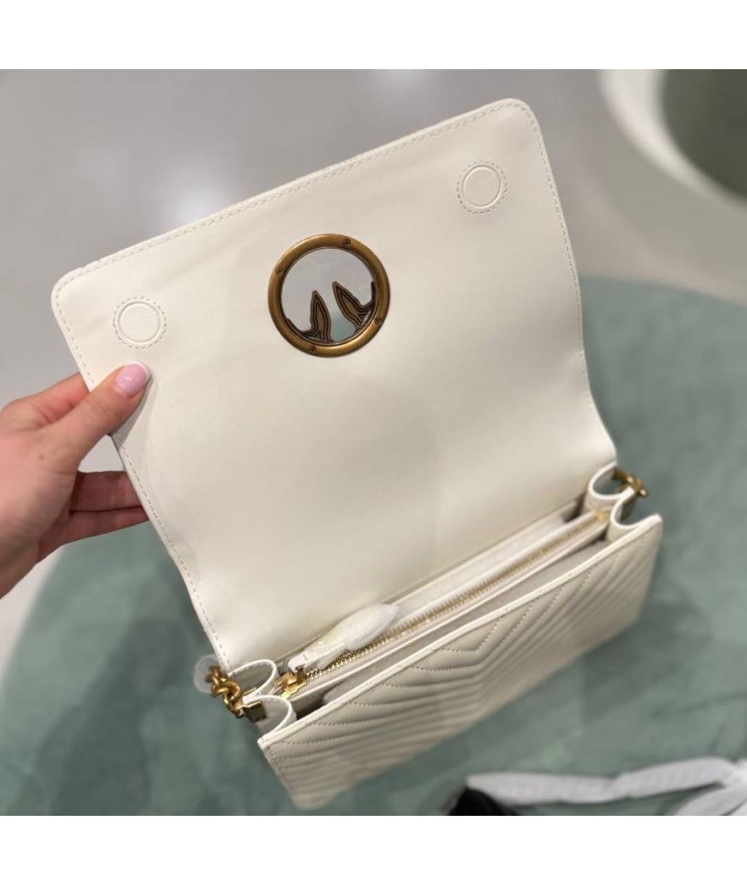PINKO Белая кожаная сумка через плечо, фото 5