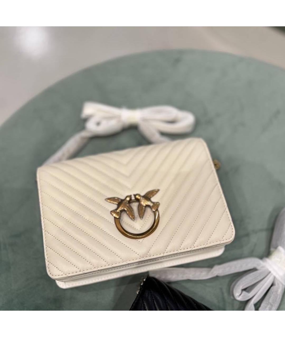 PINKO Белая кожаная сумка через плечо, фото 4