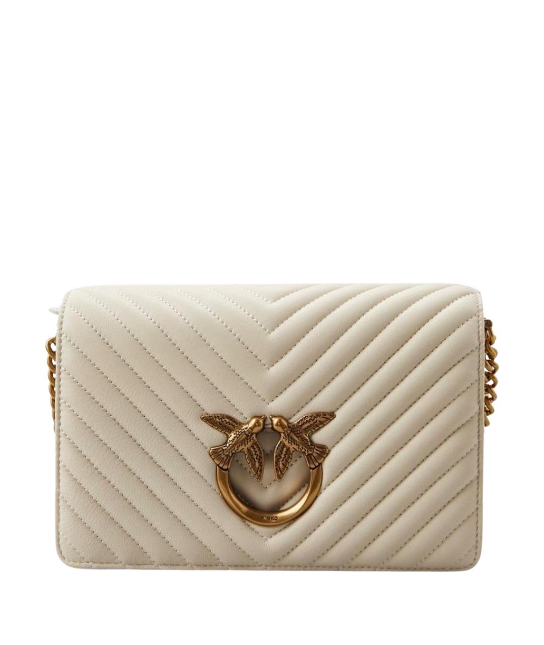 PINKO Белая кожаная сумка через плечо, фото 1