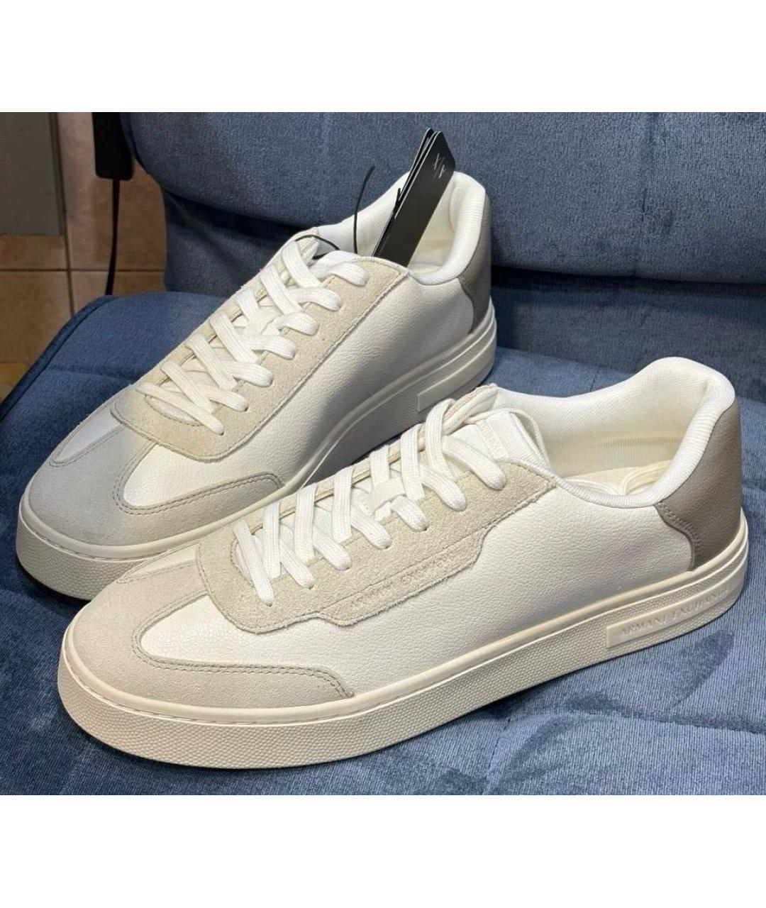 ARMANI EXCHANGE Бежевые низкие кроссовки / кеды из искусственной кожи, фото 4