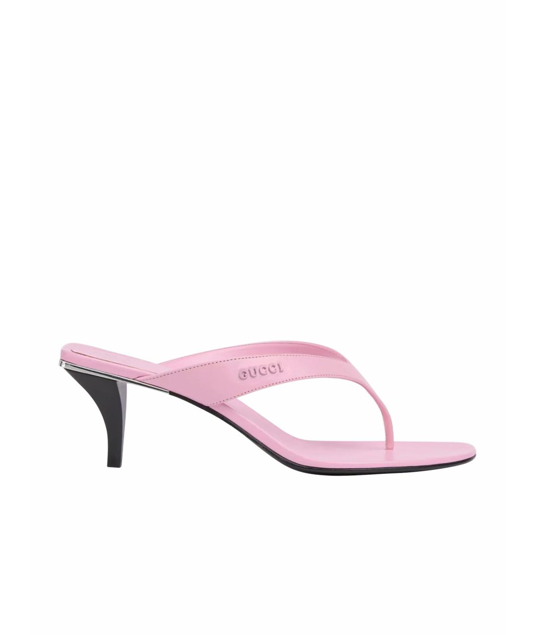 GUCCI Розовые кожаные босоножки, фото 1