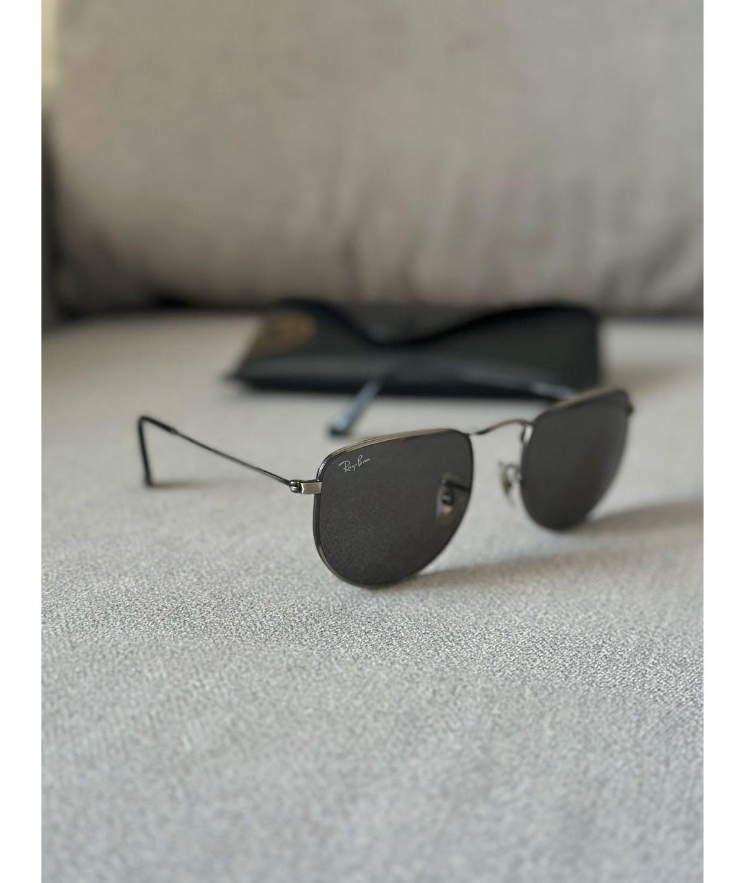 RAY BAN Антрацитовые металлические солнцезащитные очки, фото 5