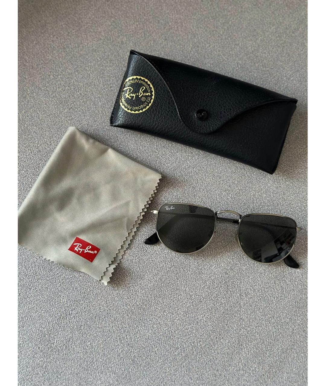 RAY BAN Антрацитовые металлические солнцезащитные очки, фото 2