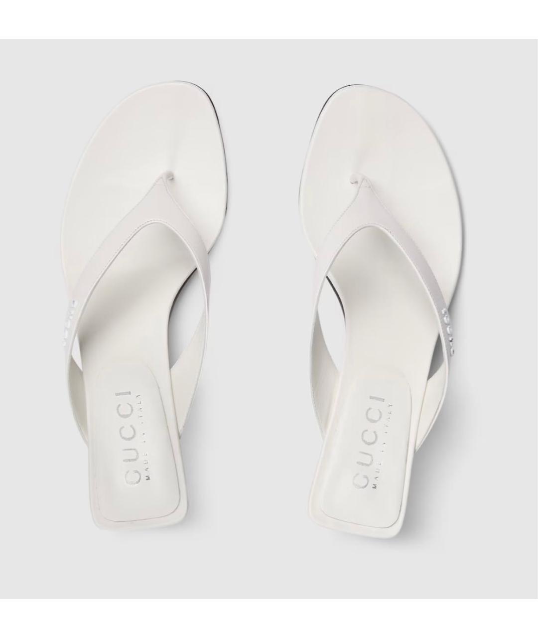 GUCCI Белые кожаные босоножки, фото 5