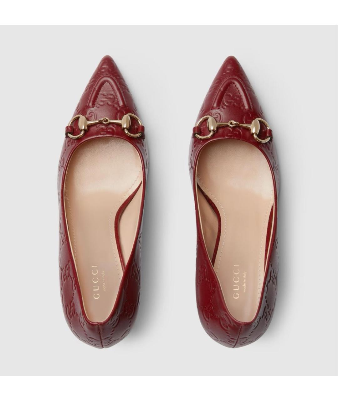 GUCCI Бордовые кожаные туфли, фото 5