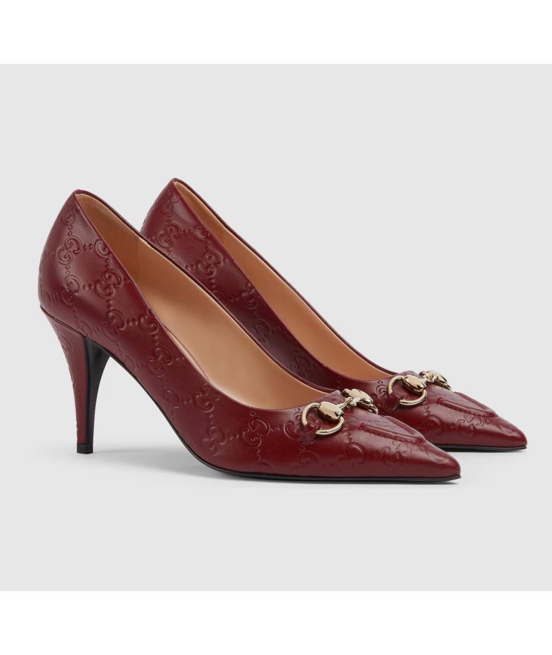 GUCCI Бордовые кожаные туфли, фото 2