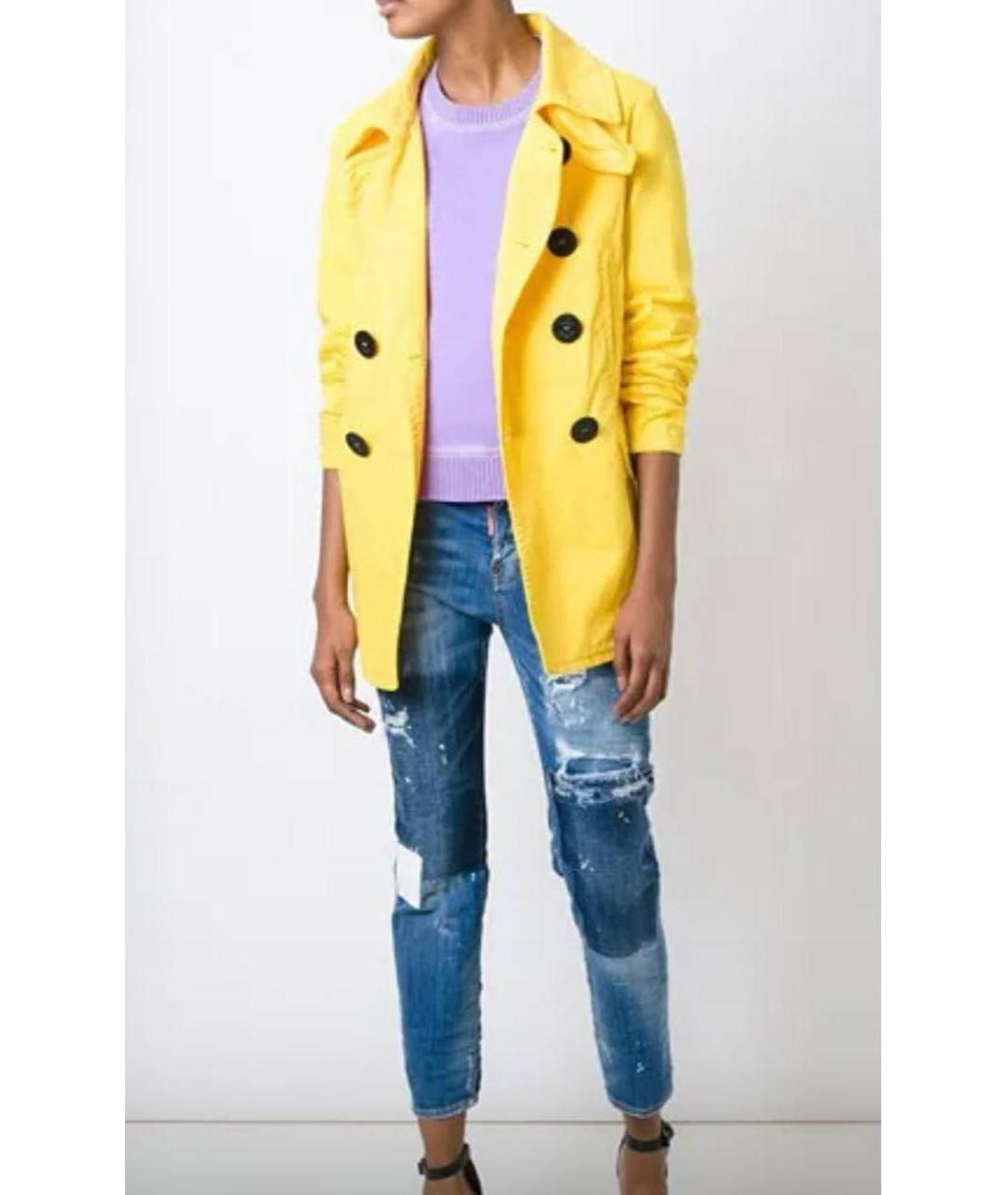 DSQUARED2 Желтый хлопковый тренч/плащ, фото 8