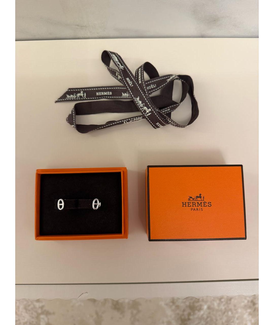 HERMES Белые серебряные серьги, фото 2