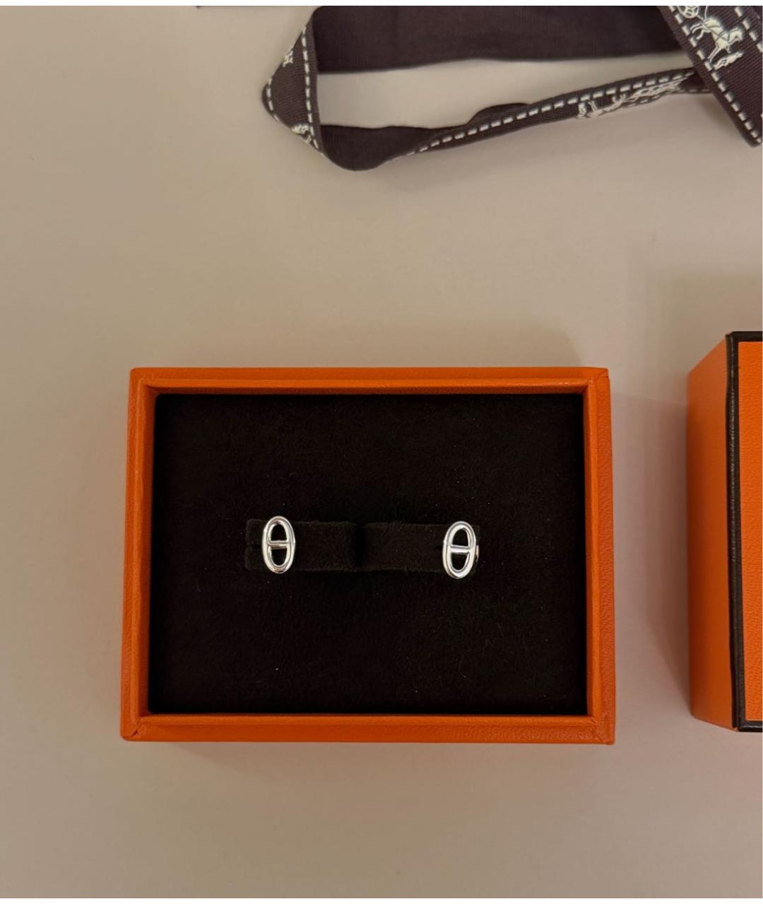 HERMES Белые серебряные серьги, фото 4